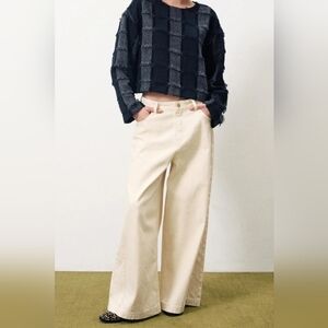 FRNCH Agatha High Waist Wide Leg Jeans Cream White Pants Womens 27